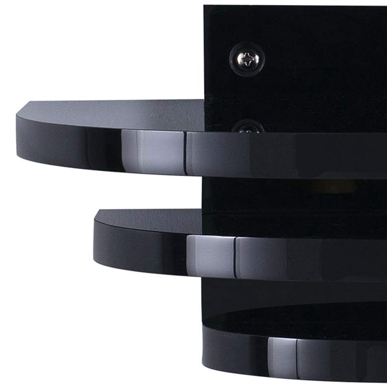 Image 2 Port 68 Deco Shiny Black 11"W Round Onyx Lucite Wall Shelf more views