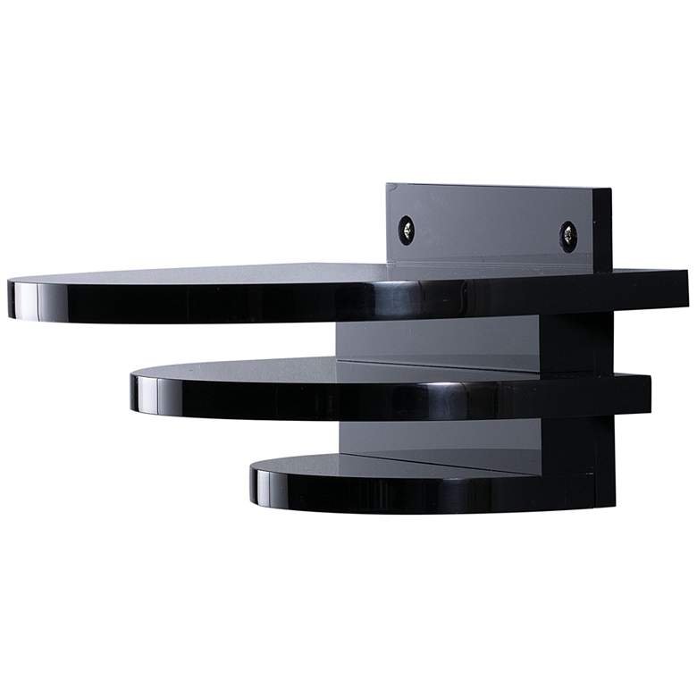 Image 3 Port 68 Deco Shiny Black 11"W Round Onyx Lucite Wall Shelf more views