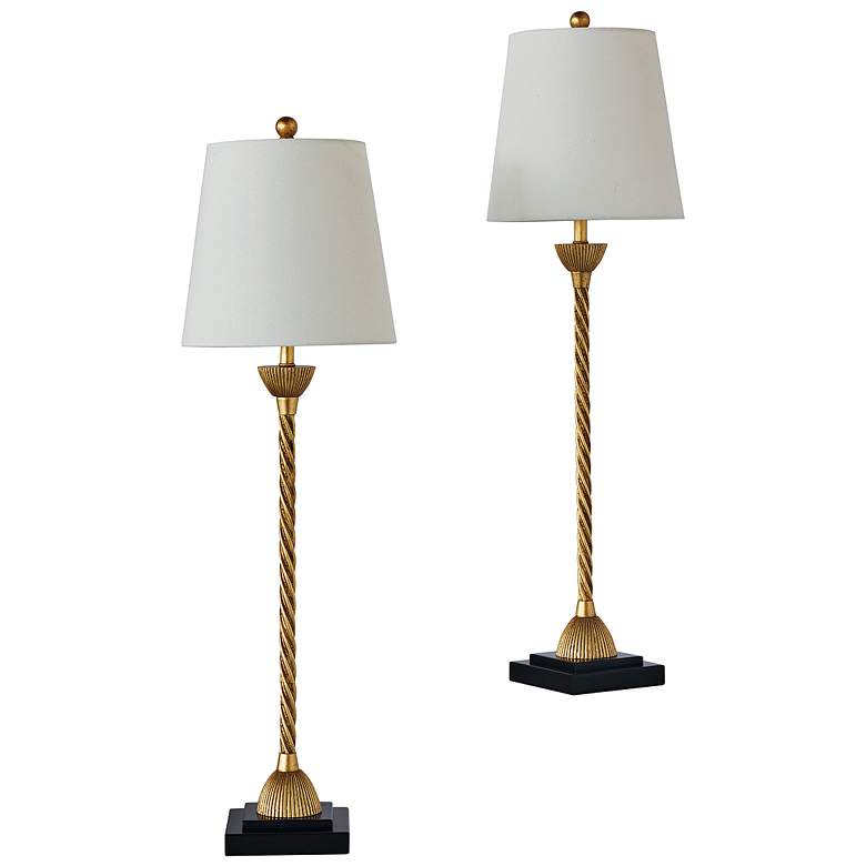 Image 1 Port 68 Delfern 33 inch High Gold Metal Twist Buffet Table Lamp Set of 2