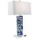 Port 68 Dragon Blue and White Cylinder Blue Table Lamp
