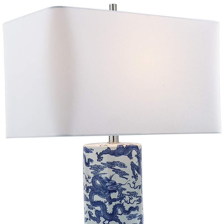 Image 2 Port 68 Dragon Blue and White Cylinder Blue Table Lamp more views
