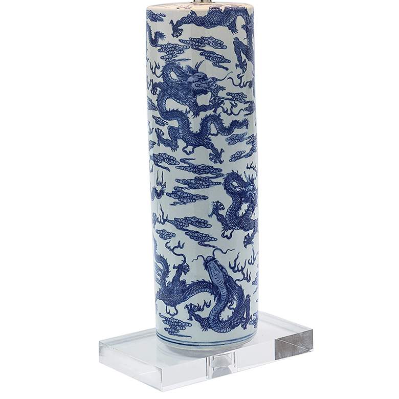 Image 3 Port 68 Dragon Blue and White Cylinder Blue Table Lamp more views
