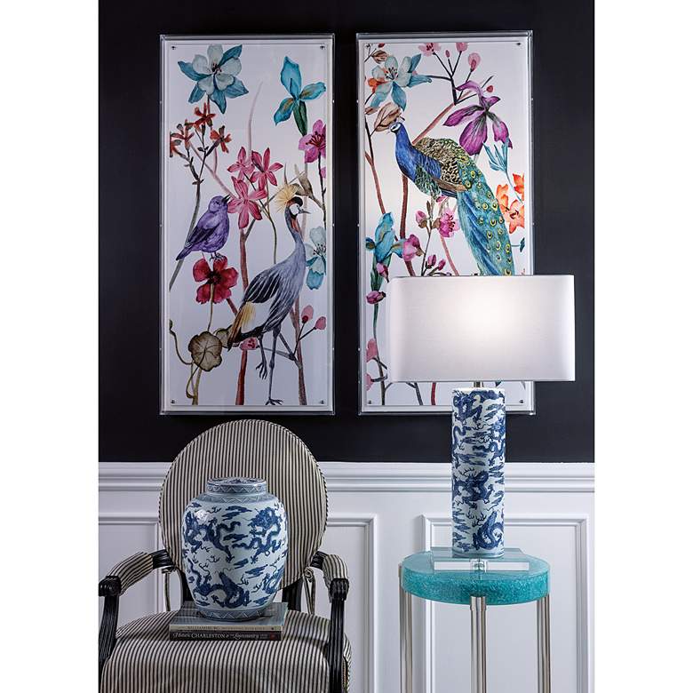 Image 5 Port 68 Dragon Blue and White Cylinder Blue Table Lamp more views