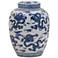 Port 68 Dragon Navy and White 14" High Jar with Lift-Off Lid