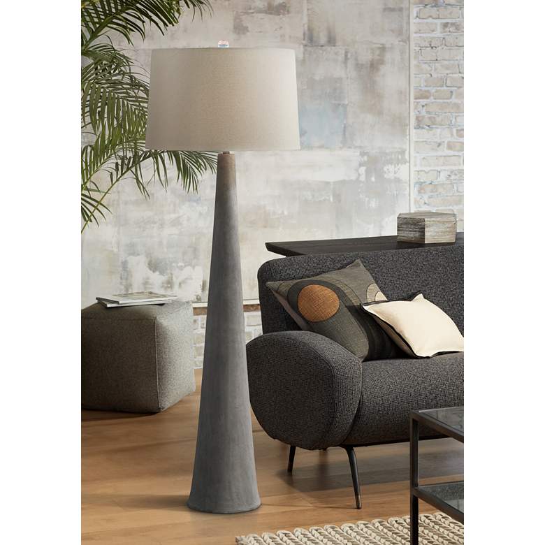 Image 1 Port 68 Draper 67 inch Graystone Cement Modern Cone Floor Lamp