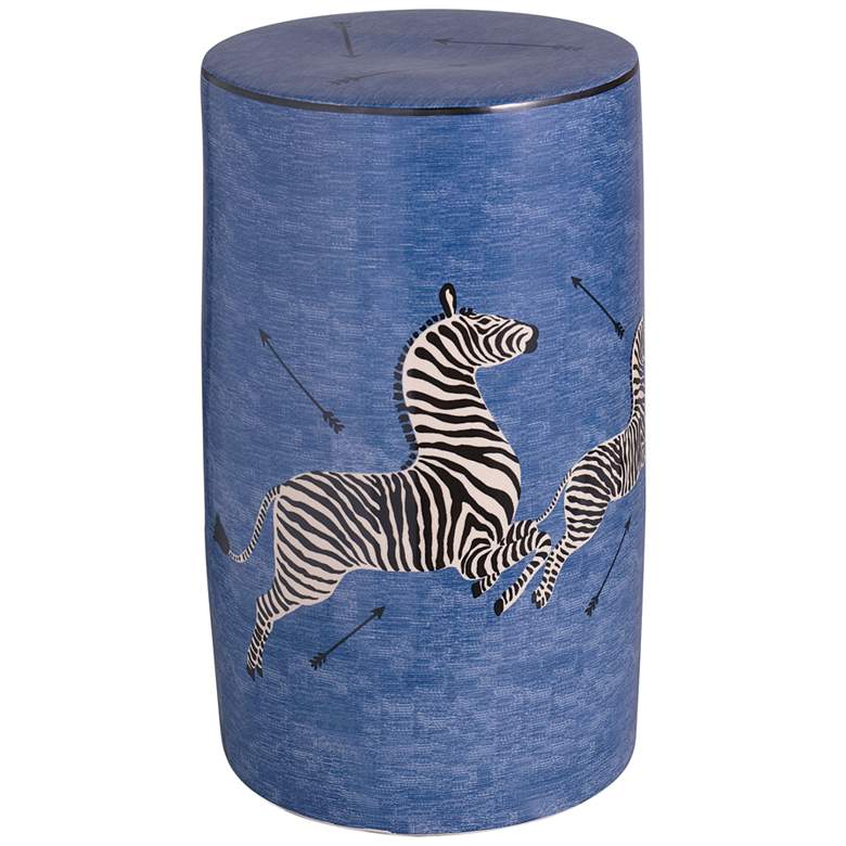 Image 1 Port 68 Dube Zebra Blue Ceramic Garden Stool