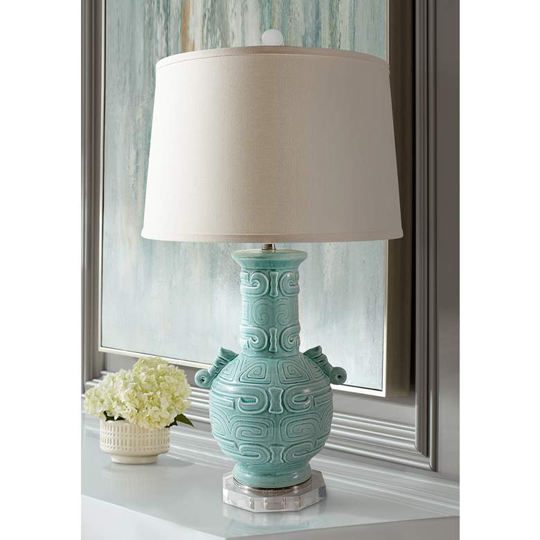 Image 1 Port 68 Dynasty Celadon Crackled Glaze Vase Table Lamp