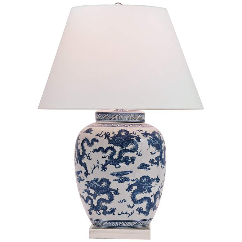 Image 1 Port 68 Floating Dragons Blue and White Traditional Porcelain Table Lamp