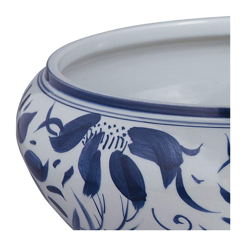 Image 3 Port 68 Floral Glossy Blue and White 16" Wide Center Basin more views
