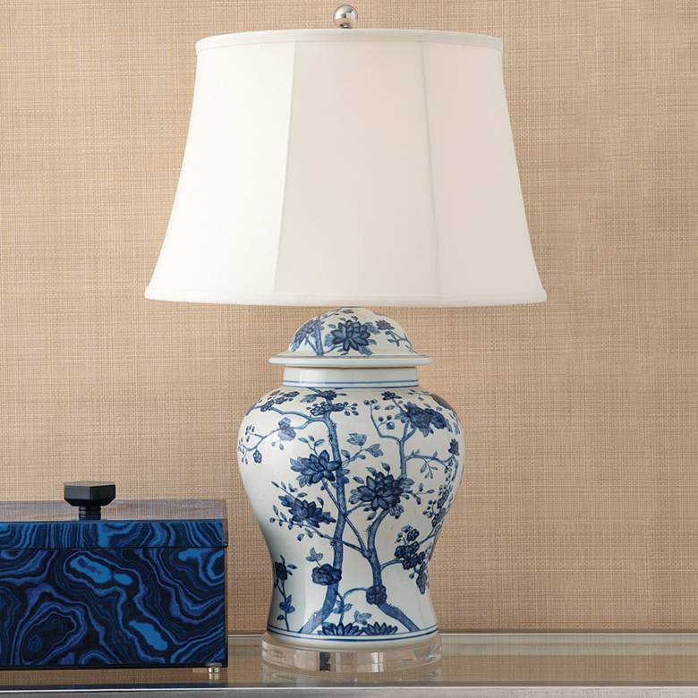 Image 1 Port 68 Georgia 31" High Blue White Porcelain Temple Jar Table Lamp
