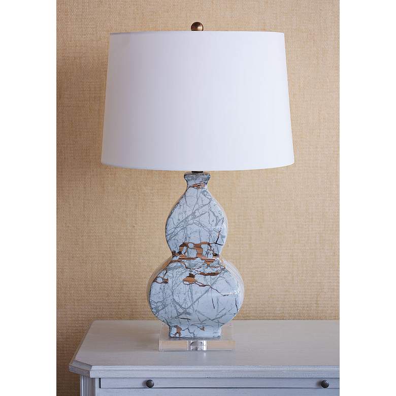 Image 1 Port 68 Giovanni Gray Marble Pattern Gourd Table Lamp