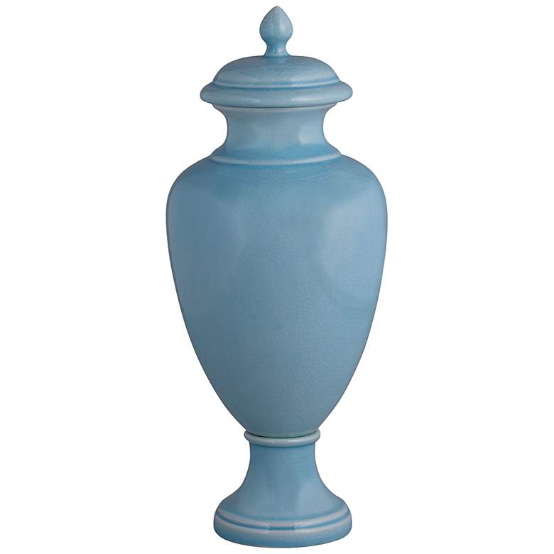 Image 1 Port 68 Greenwich Sky Blue Glaze 20" High Jar w/Lift-Off Lid