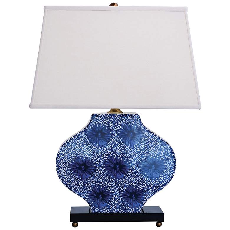 Image 1 Port 68 Hannah Blue Asters and White Table Lamp