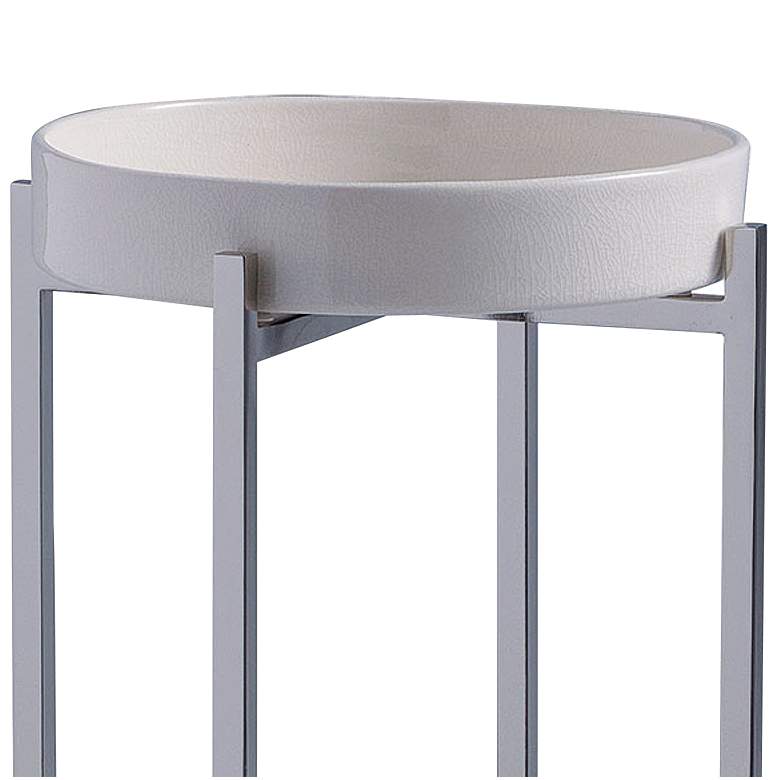 Image 2 Port 68 Jody 11" Wide Cream Porcelain Accent Table with Tray Top more views