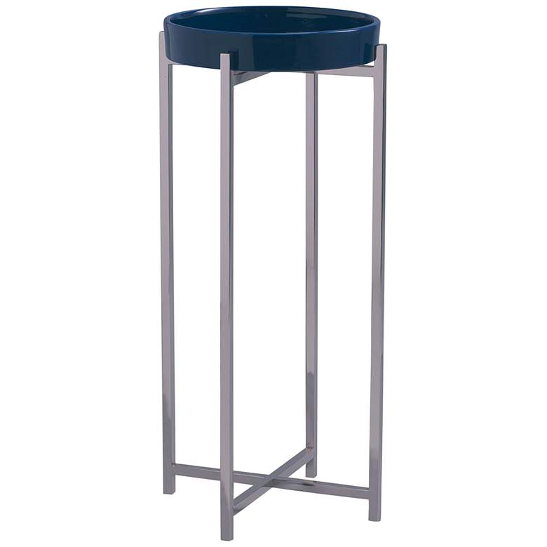 Image 1 Port 68 Jody 11" Wide Navy Blue Porcelain Accent Table with Tray Top