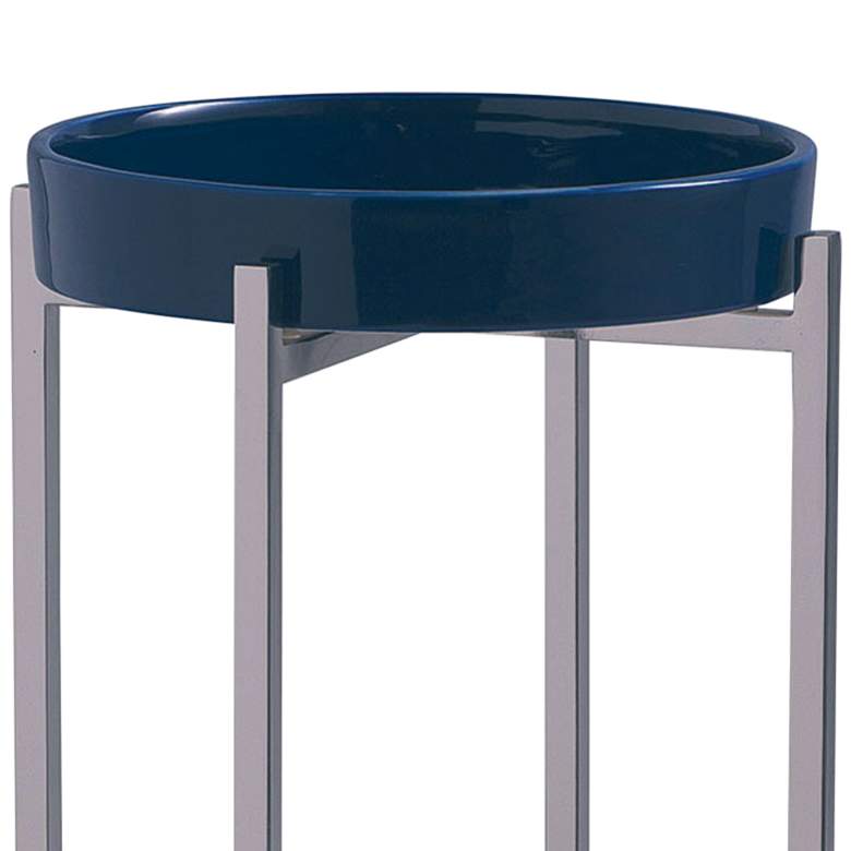 Image 2 Port 68 Jody 11 inch Wide Navy Blue Porcelain Accent Table with Tray Top more views