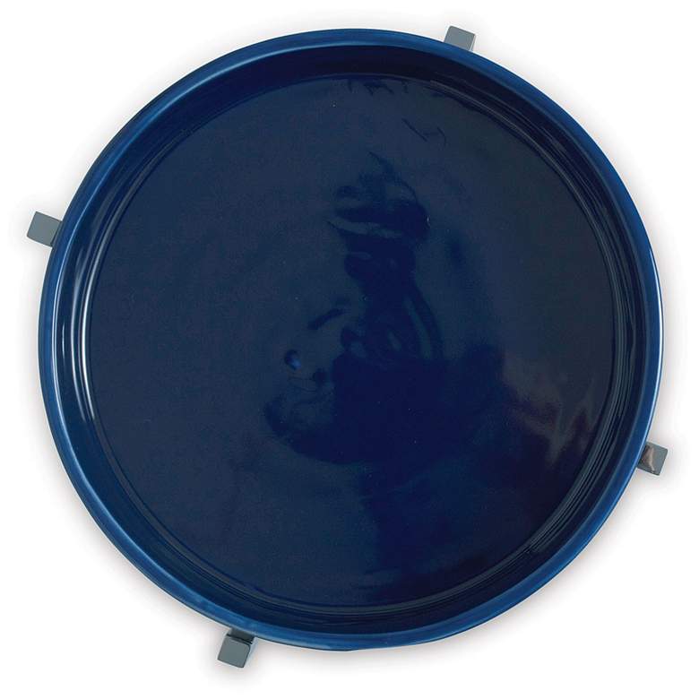 Image 3 Port 68 Jody 11 inch Wide Navy Blue Porcelain Accent Table with Tray Top more views