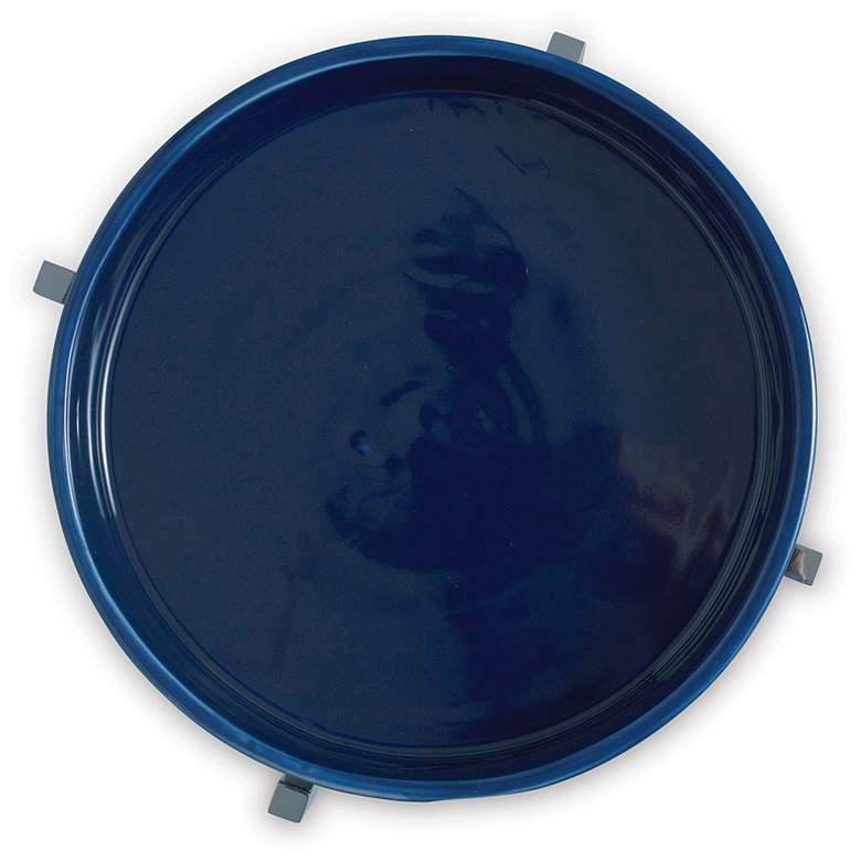 Image 3 Port 68 Jody 11" Wide Navy Blue Porcelain Accent Table with Tray Top more views