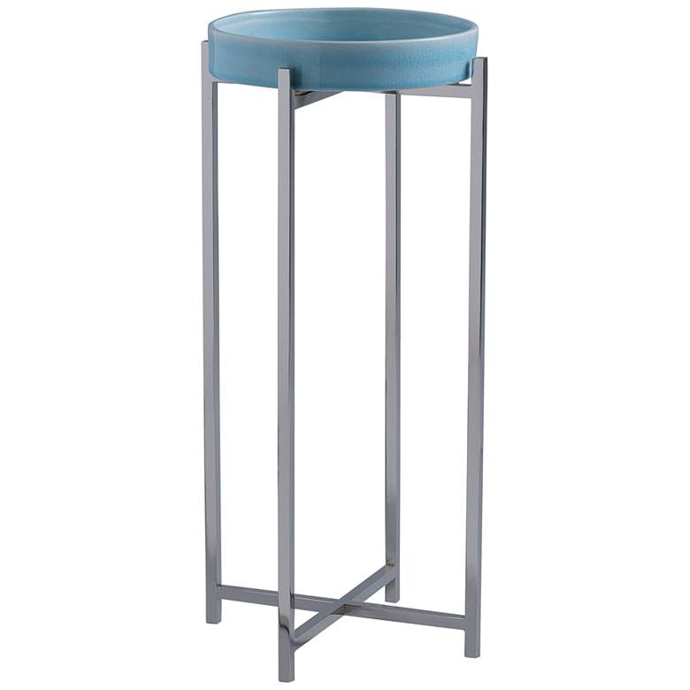 Image 1 Port 68 Jody 11" Wide Sky Blue Porcelain Accent Table with Tray Top