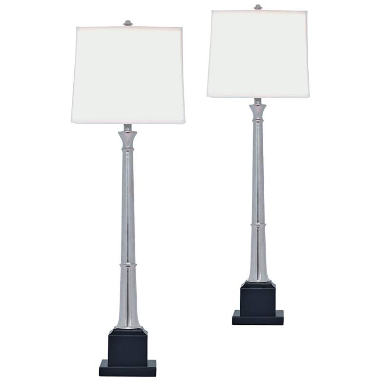 Image 1 Port 68 Kensington 38" High Nickel Buffet Table Lamp Set of 2
