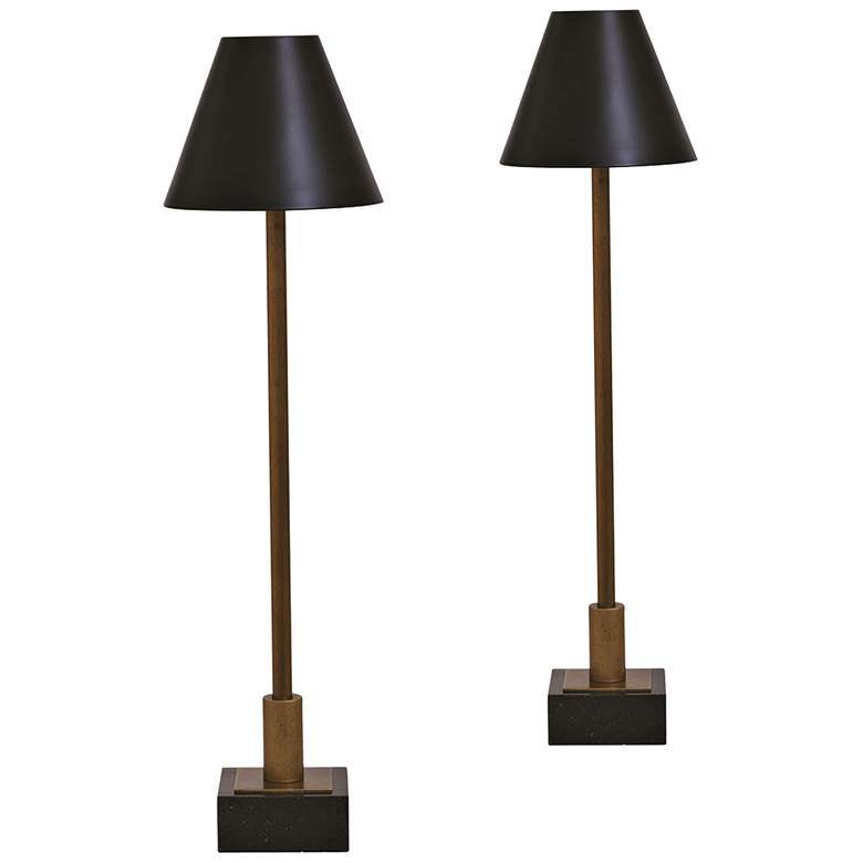 Image 1 Port 68 Marais 29 inch High Aged Brass Buffet Table Lamps Set of 2