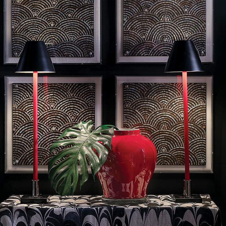 Image 1 Port 68 Marais Red Leather Stem Buffet Table Lamps Set of 2
