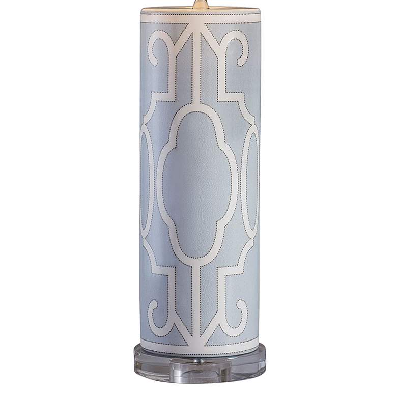 Image 4 Port 68 Ming Fretwork Blue and White Cylinder Table Lamp more views