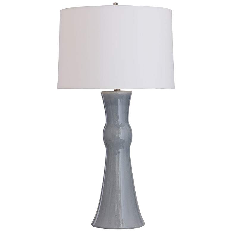 Image 1 Port 68 Newport Slight Blue and Gray Cast Column Table Lamp