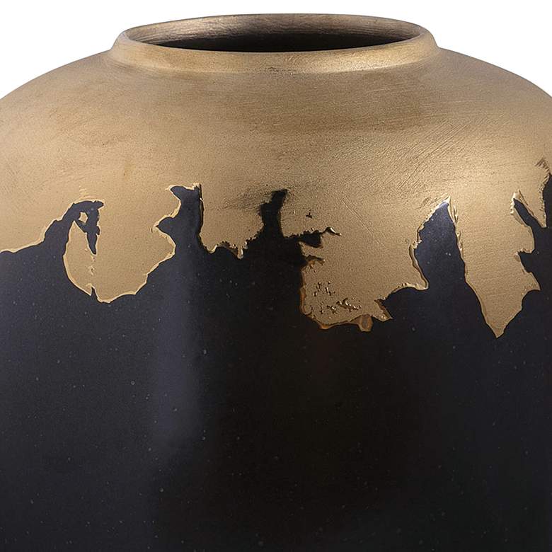 Image 2 Port 68 Nicole 14" High Black and Reactive Gold Medium Vase more views