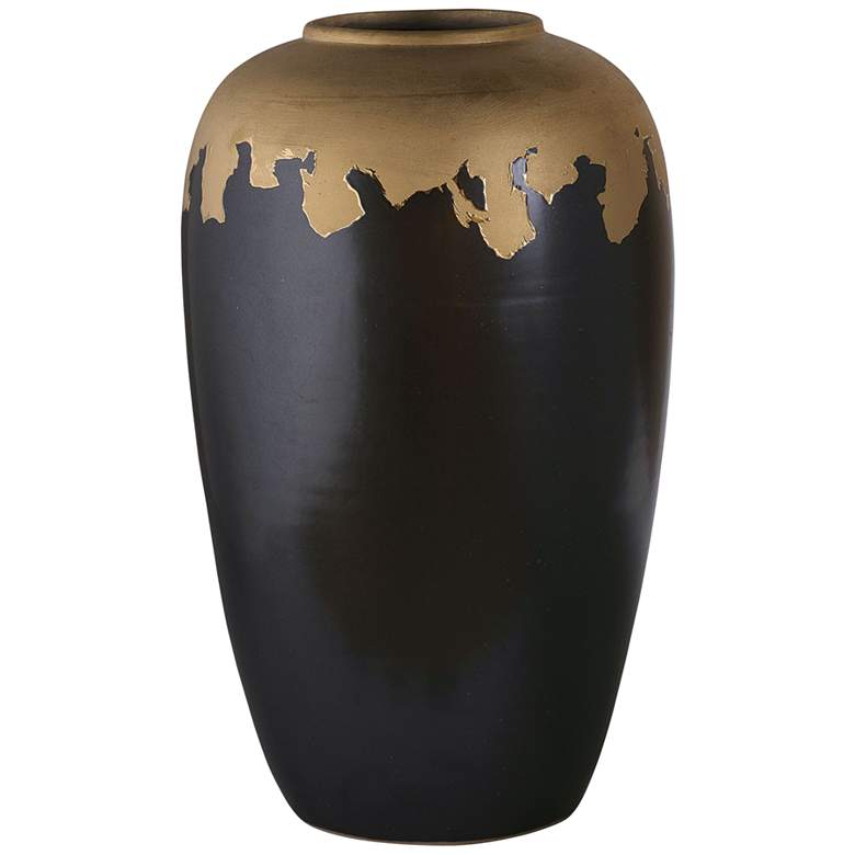 Image 1 Port 68 Nicole 20" High Black and Reactive Gold Tall Vase