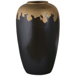Port 68 Nicole 20&quot; High Black and Reactive Gold Tall Vase