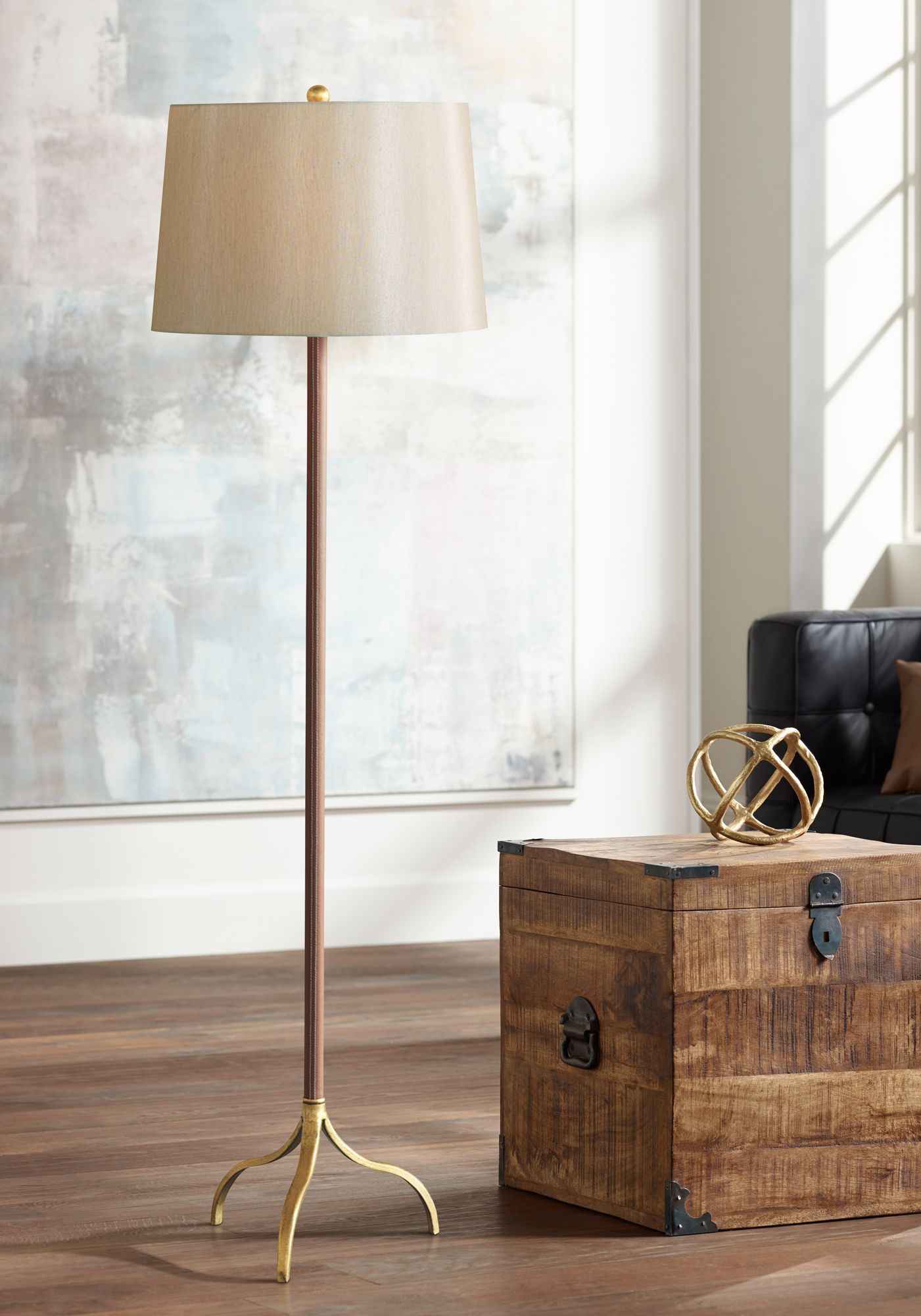 Port 68 Portobello 61 Brown Leather Tripod Floor Lamp