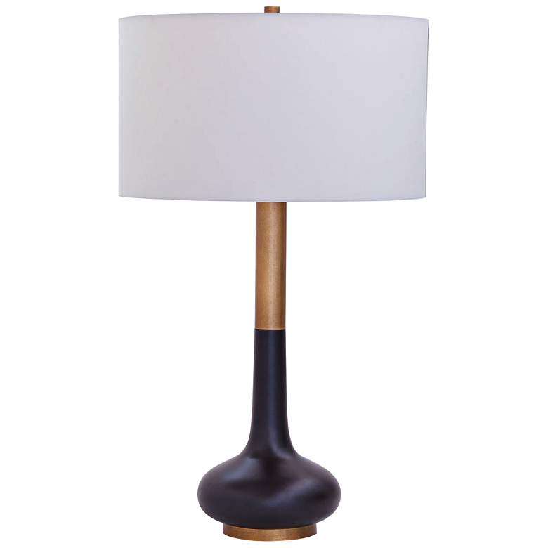 Image 2 Port 68 Powell 33" Aged Brass and Black Finish Solid Wood Table Lamp