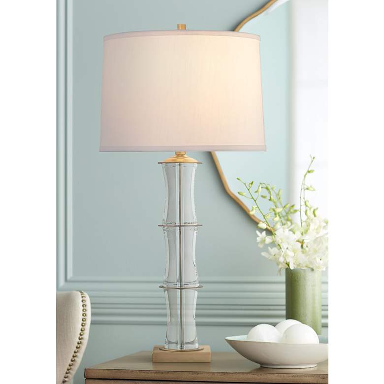 Image 1 Port 68 Rivoli Aged Brass and Crystal Bamboo Table Lamp