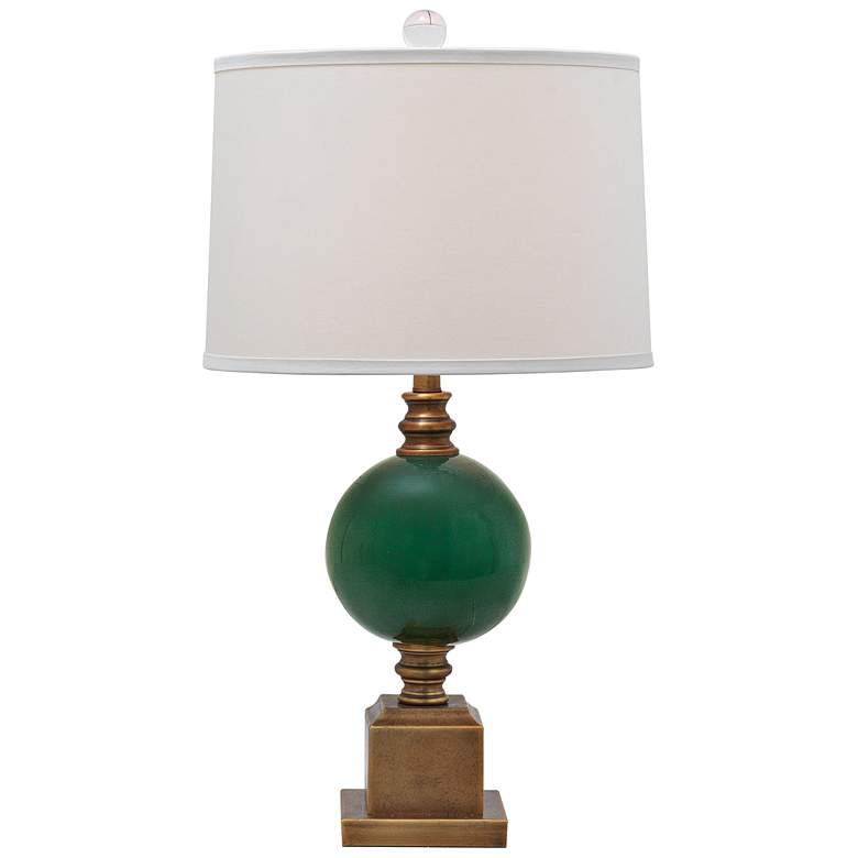 Image 1 Port 68 Rutherford Aged Brass and Emerald Table Lamp