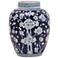 Port 68 Sakura Blue and White 14" High Jar with Lift-Off Lid