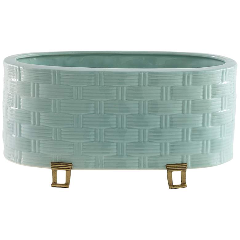 Image 3 Port 68 Sanibel Glossy Celadon Oval Planter