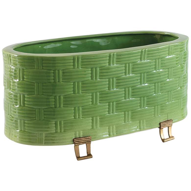 Image 3 Port 68 Sanibel Glossy Green Oval Planter more views