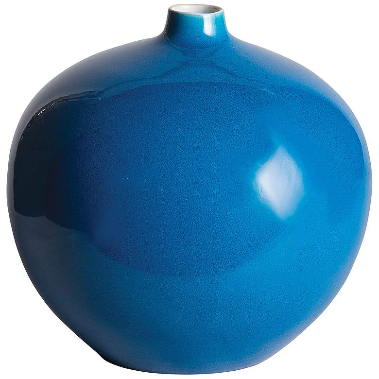 Image 1 Port 68 Sian Shiny Turquoise 10 inch Wide Bud Vase