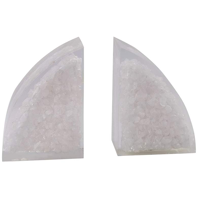 Image 1 Port 68 Stoneridge White Moon-Shaped Bookends