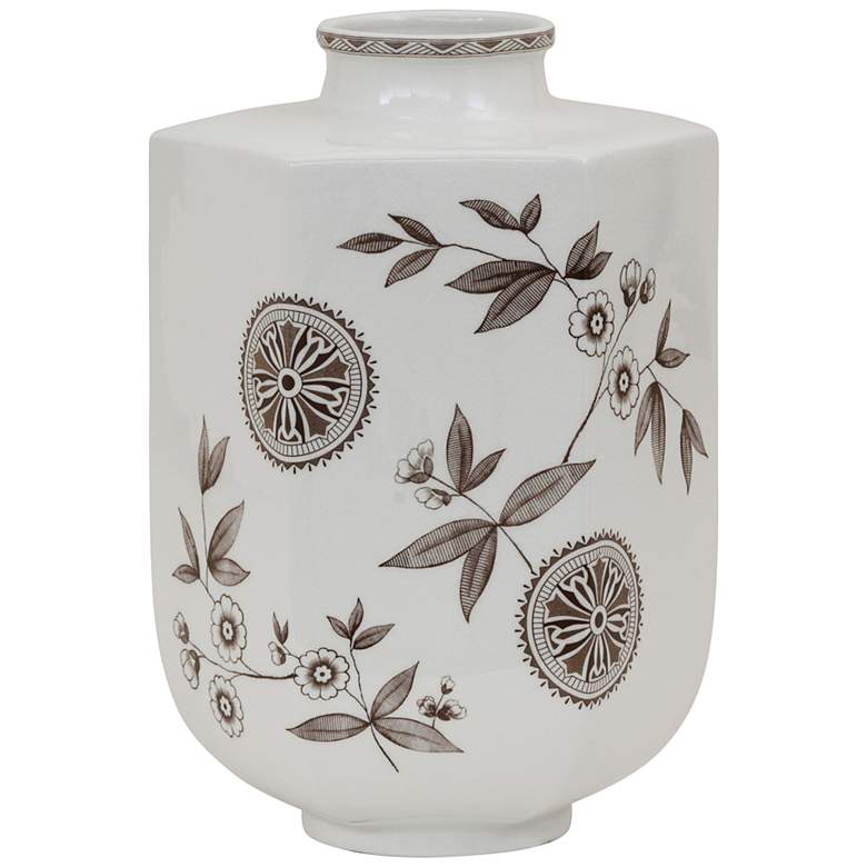Image 1 Port 68 Temba Brown and White 13 inch High Medium Vase