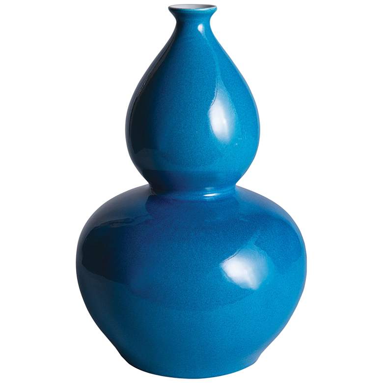 Image 1 Port 68 Timon Shiny Turquoise 12 inch High Double Gourd Vase