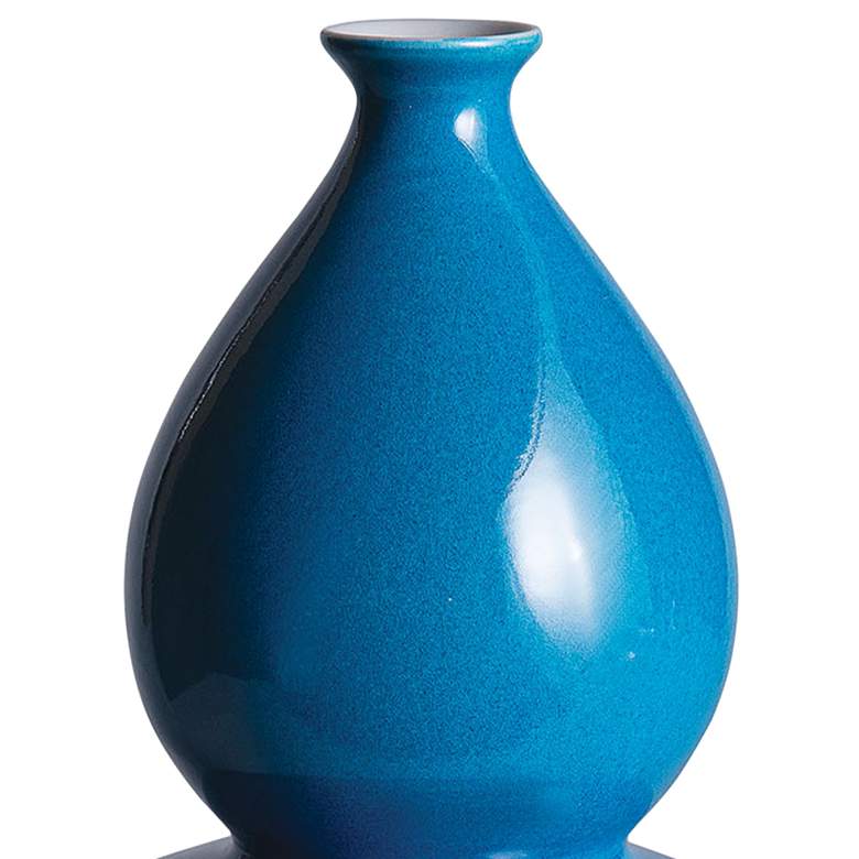 Image 2 Port 68 Timon Shiny Turquoise 12" High Double Gourd Vase more views