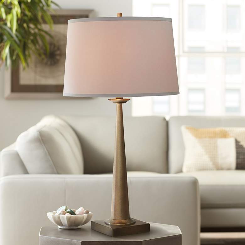 Image 1 Port 68 Toronto Aged Brass Metal Tapered Table lamp