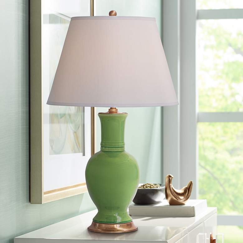 Image 1 Port 68 Westport Rich Apple Green Porcelain Vase Table Lamp