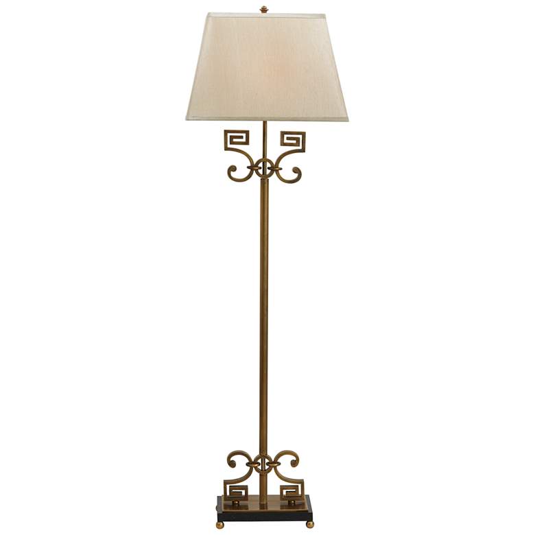 Image 2 Port 68 Whitney 60 inch Aged Brass Greek Key Metal Stem Floor Lamp