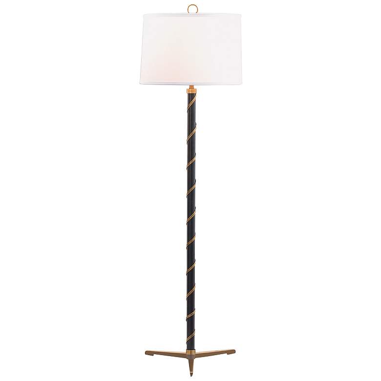 Image 1 Port 68 Wilmette 64" Black and Aged Brass Metal Floor Lamp