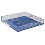 Port 68 Zebra Clear and Blue Lucite Tray with Handles