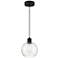 Port Nine Burgundy E26 LED Pendant - Matte Black Finish - Seeded Glass