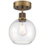 Port Nine Burgundy E26 LED Semi-Flush - Antique Brushed Brass - Clear Glass